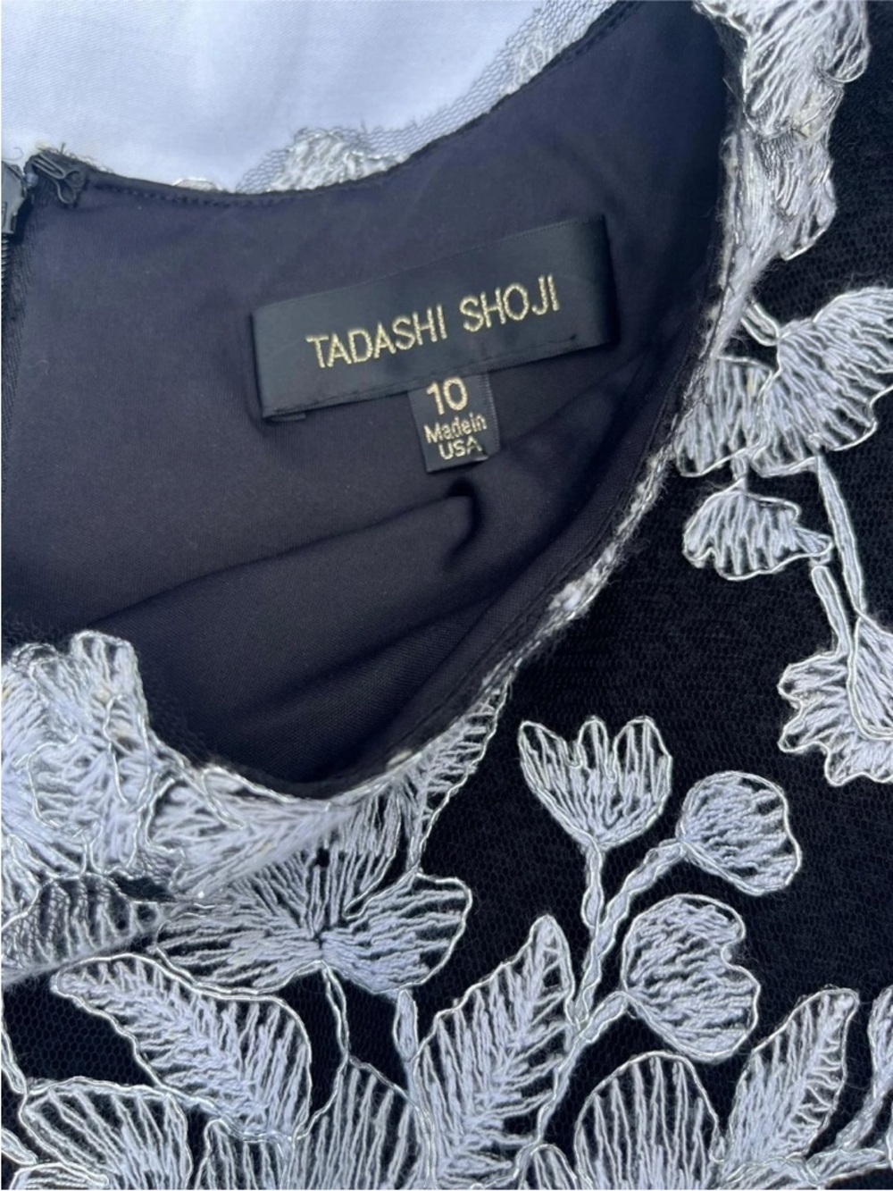 Tadashi Shoji Black Lace Embroidered High Low Gown Size 10 Alt See Measurements - Picture 7 of 15